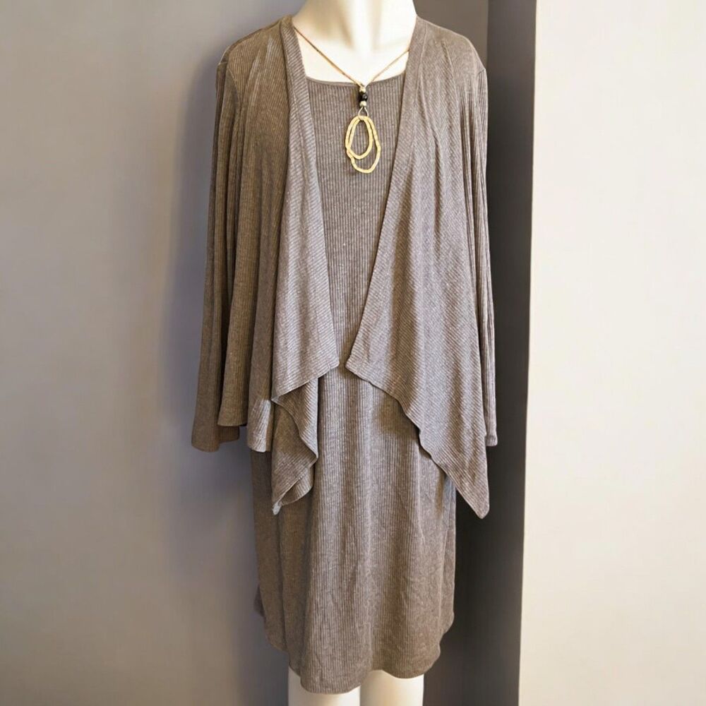 Jessica Howard Gray Mock Jacket Dress w/ Necklace - 16W